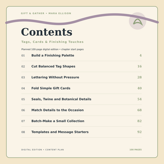 Sample teaching page from Tags, Cards &  Finishing Touches.