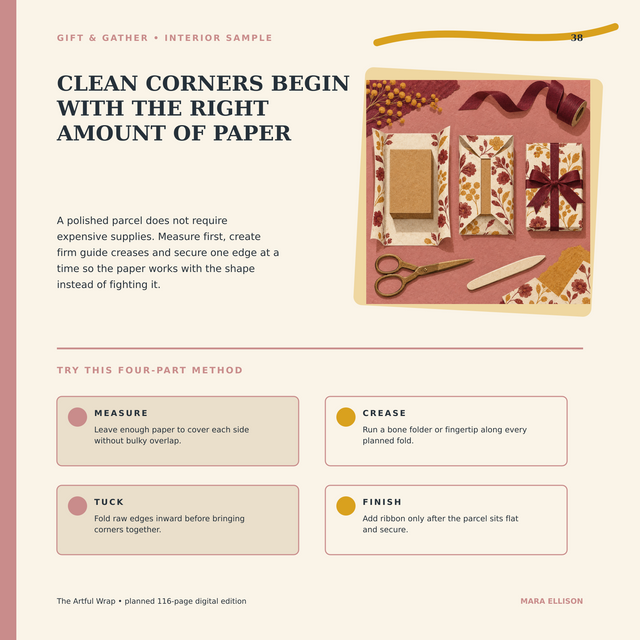 Sample page of The Artful Wrap, a GIFT & GATHER digital guide.