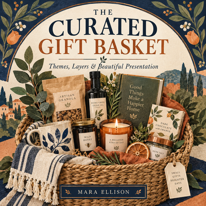 Cover of The Curated Gift Basket, a GIFT & GATHER digital guide.